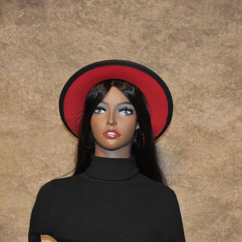 Red and Black Gradient Fedora Hat - Picture 4 of 4
